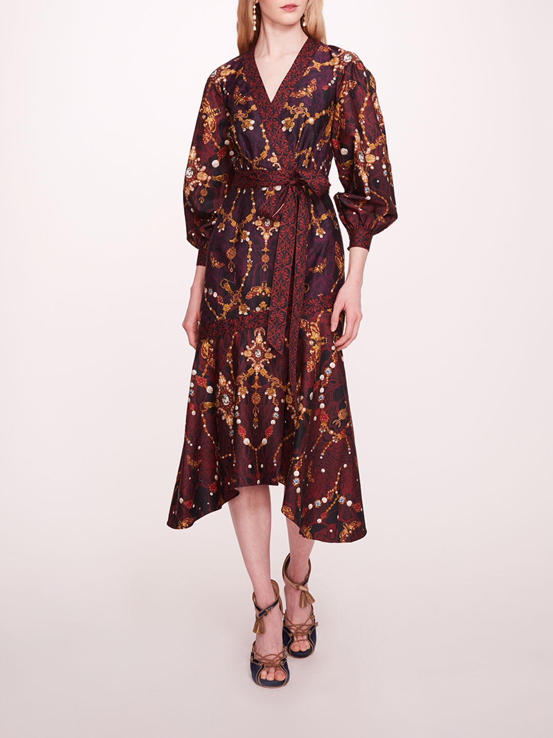 PRINTED POPLIN WRAP DRESS - 1