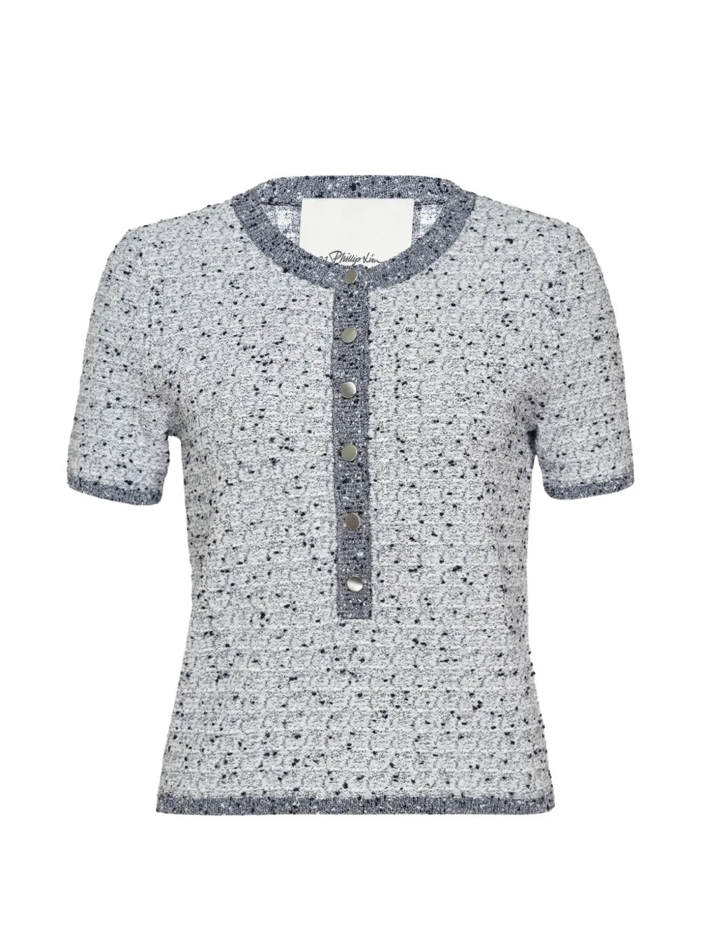 bouclé-knit short-sleeve sweater - 1