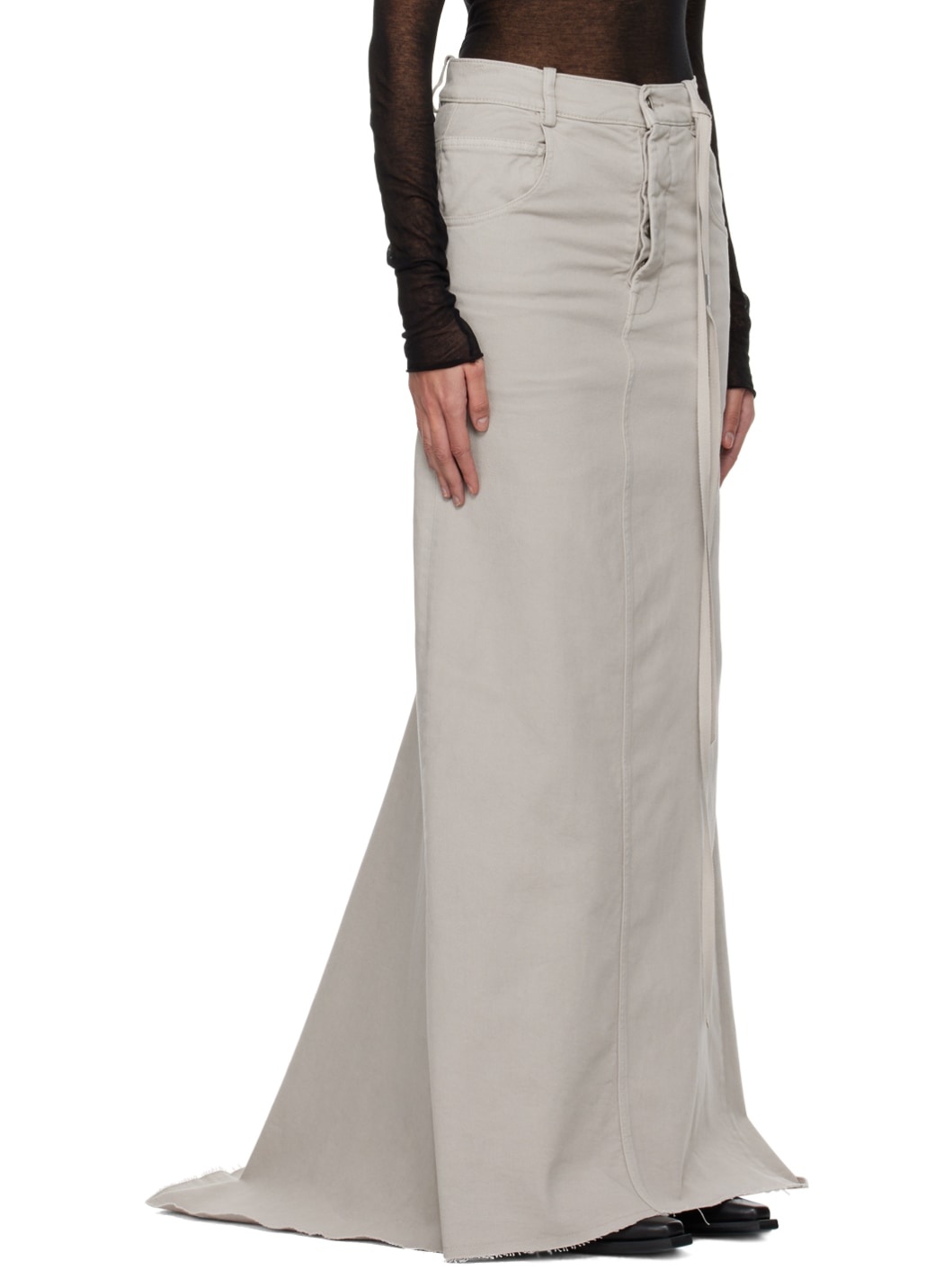Beige Goele Denim Maxi Skirt - 2