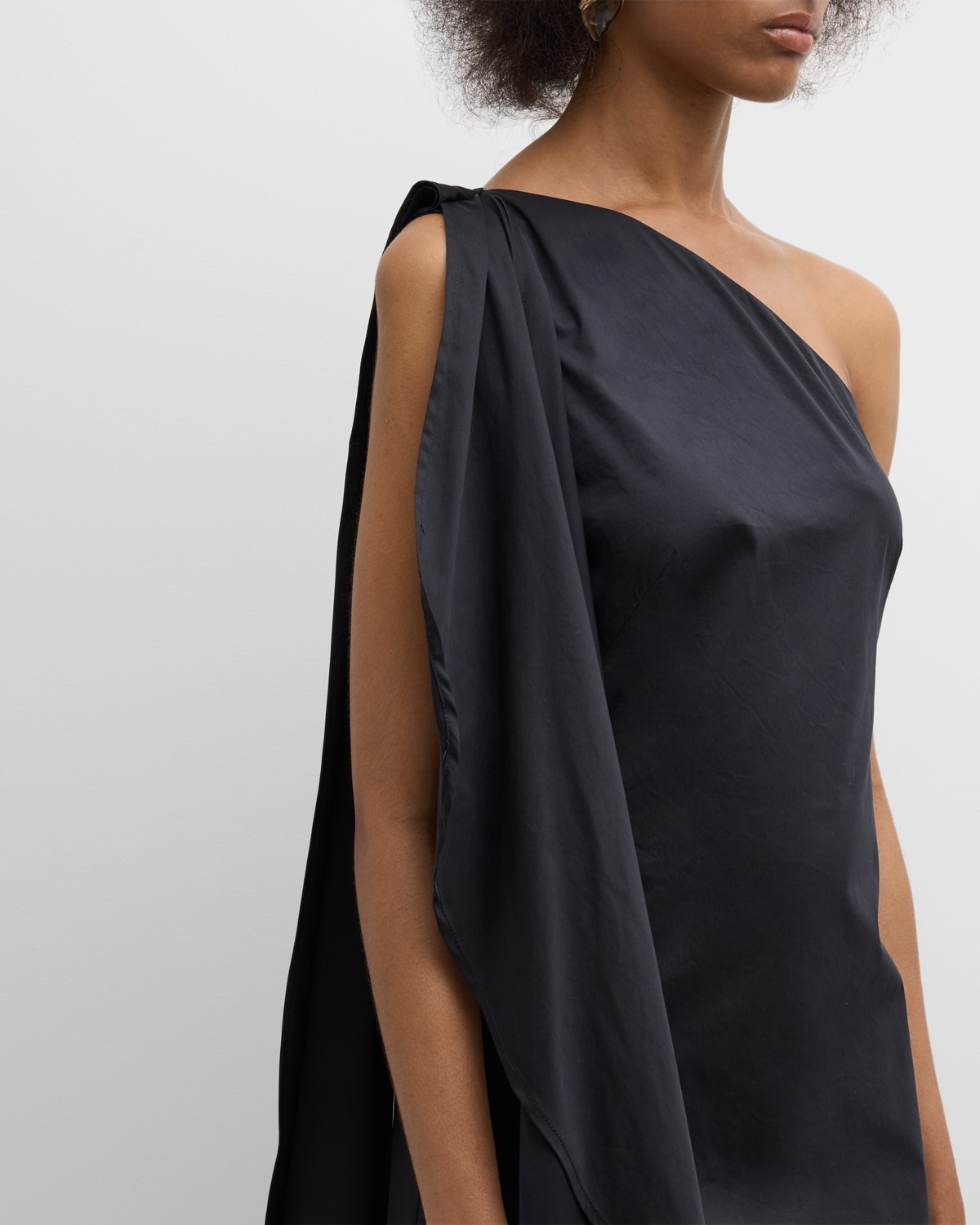 Dune One-Shoulder Sash Poplin Gown - 5