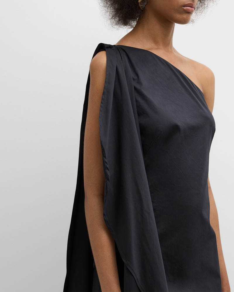 Dune One-Shoulder Sash Poplin Gown 5