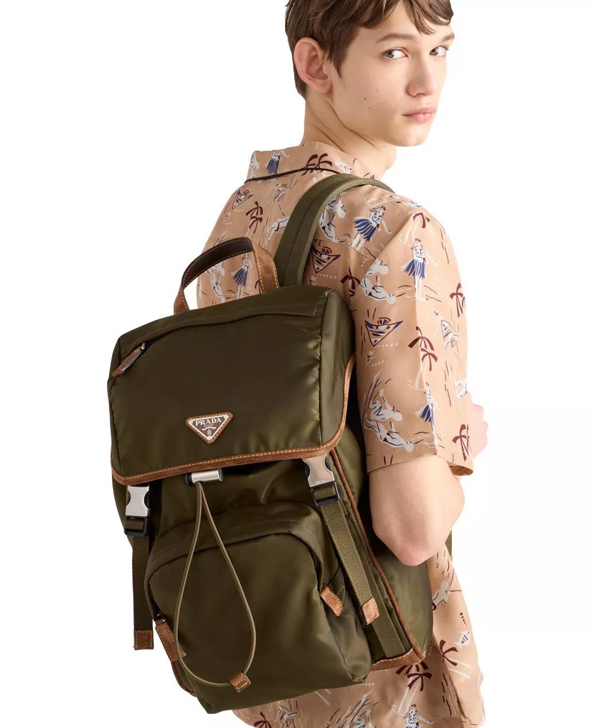Re-Nylon and Suede Backpack - 3