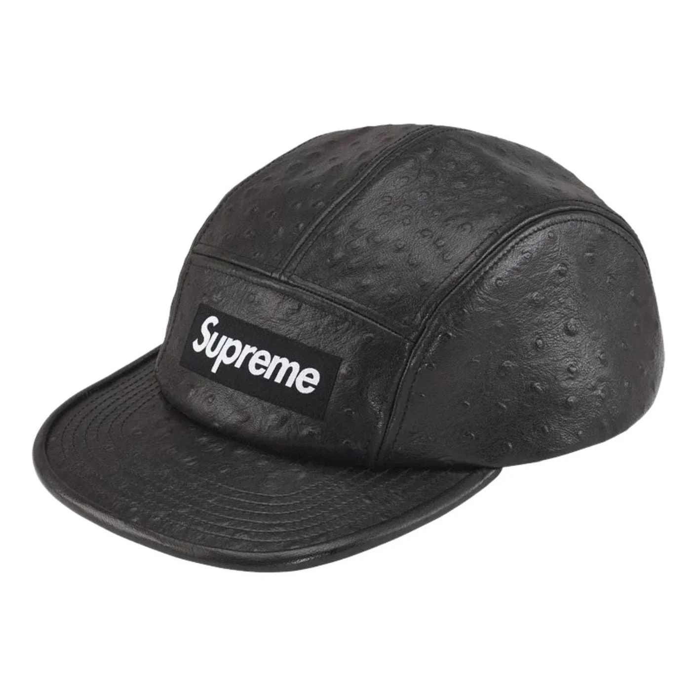 Supreme SS26 Ostrich Embossed Leather GORE-TEX Camp Cap 'Black' SUP-SS26-1022-BLK - 1