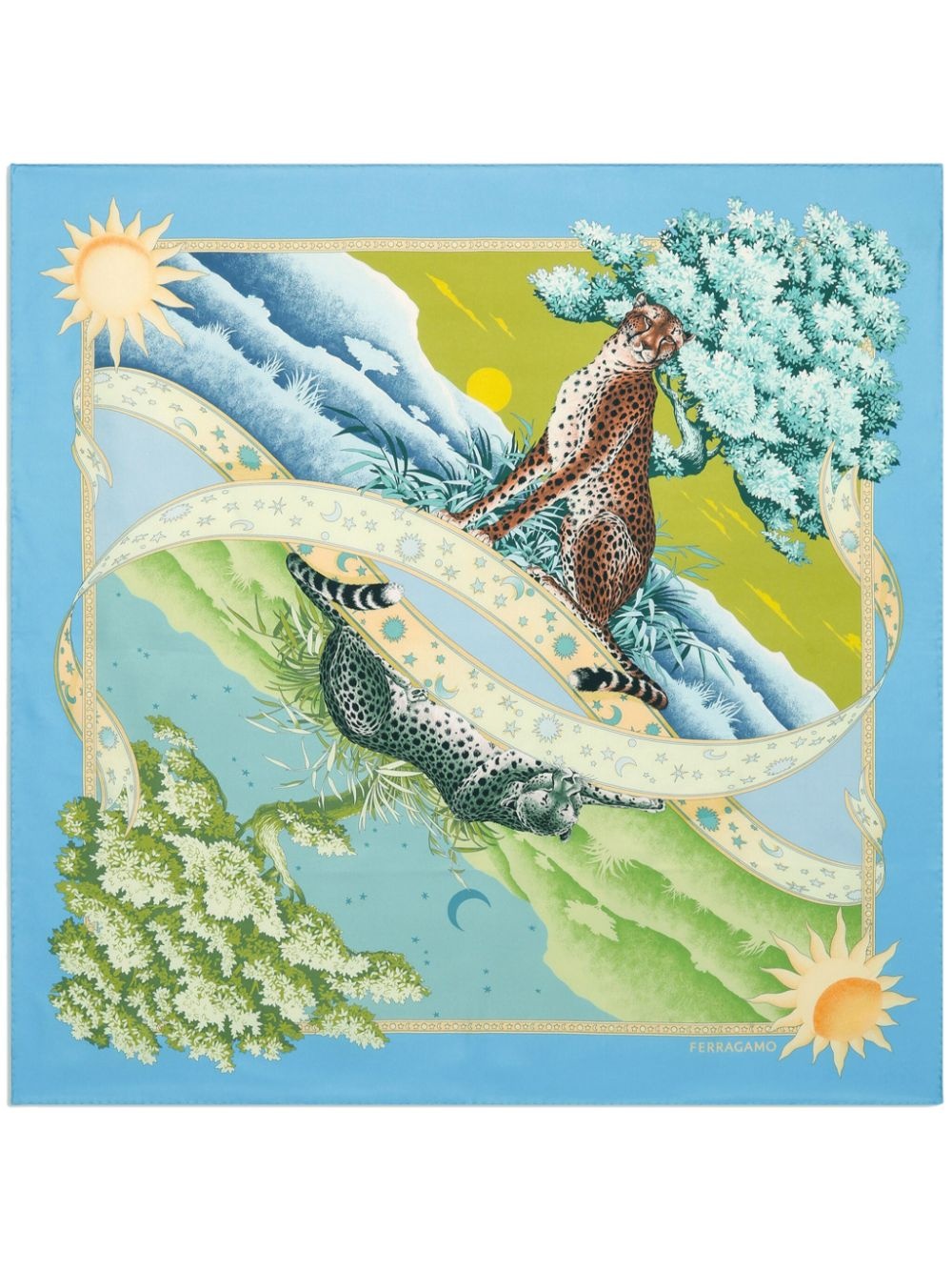 day & night print silk scarf - 1