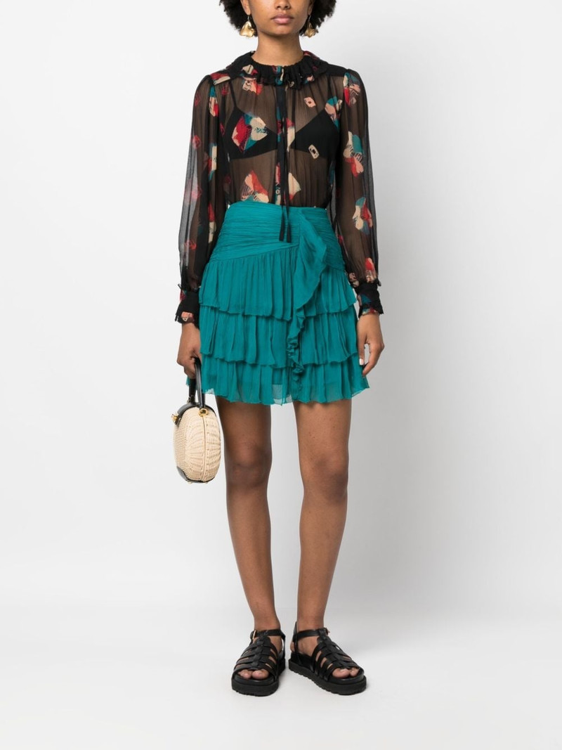 ULLA JOHNSON abstract-print sheer blouse outlook