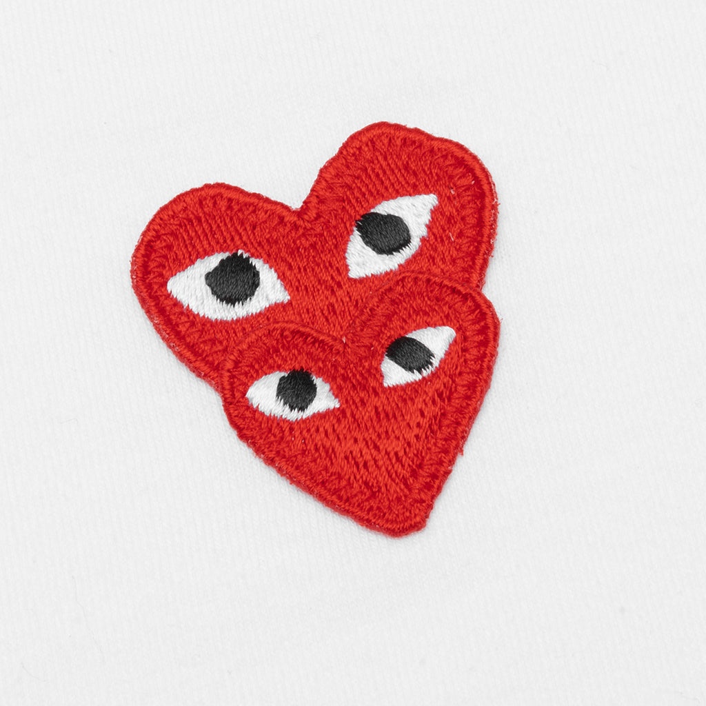 COMME DES GARCONS PLAY WOMEN'S STACKED HEART S/S T-SHIRT - WHITE - 3