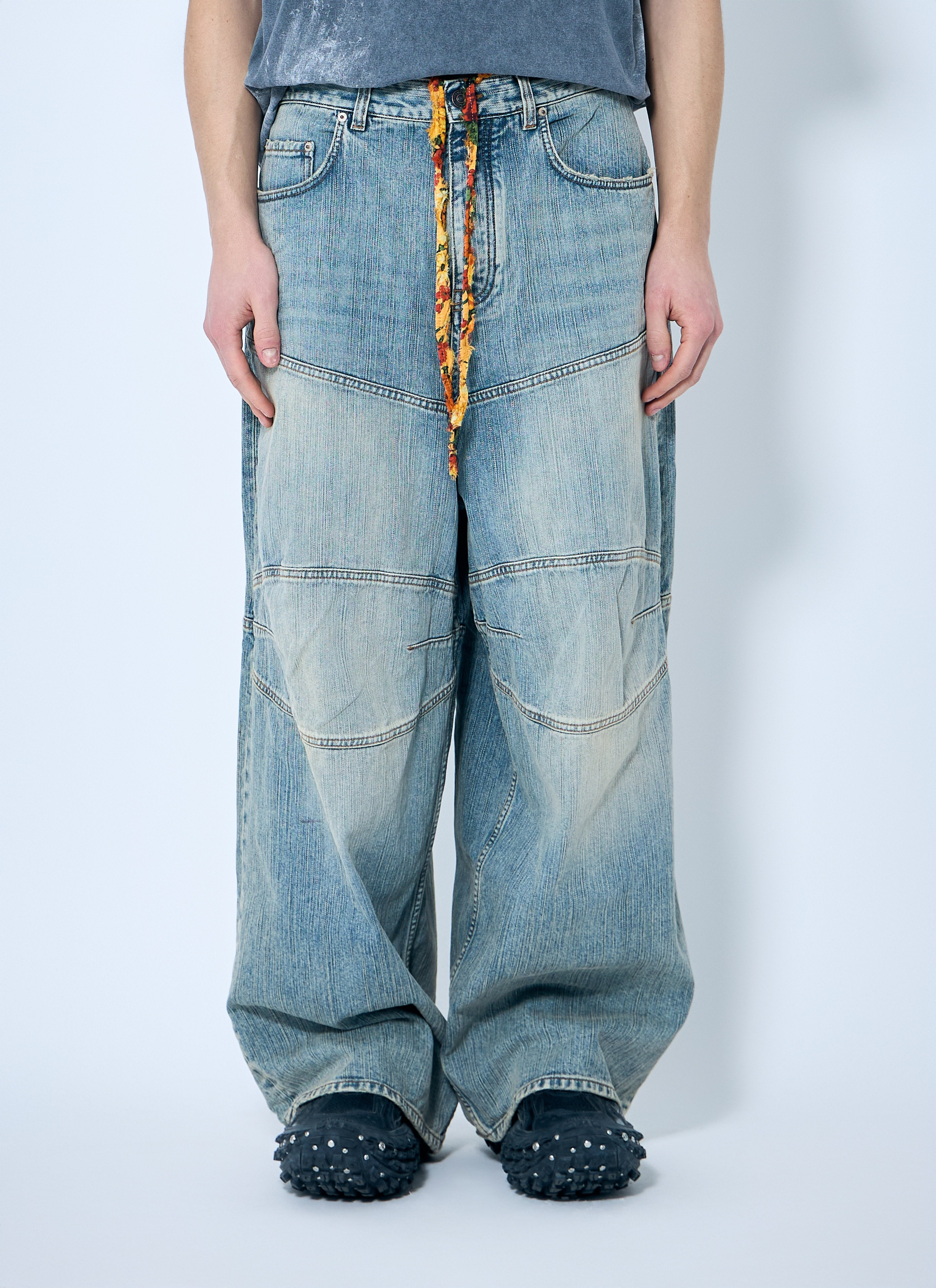 Balenciaga Men Baggy Panel Construction Jeans - 1