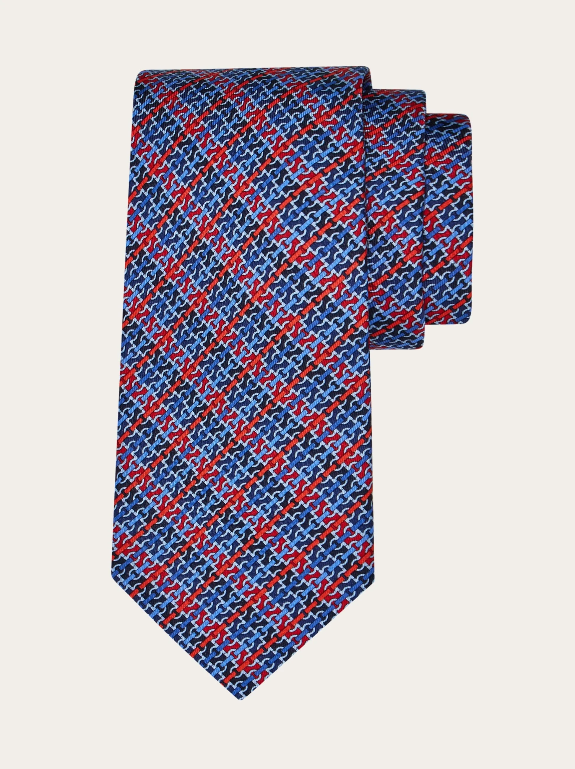 Gancini chain print silk tie - 1