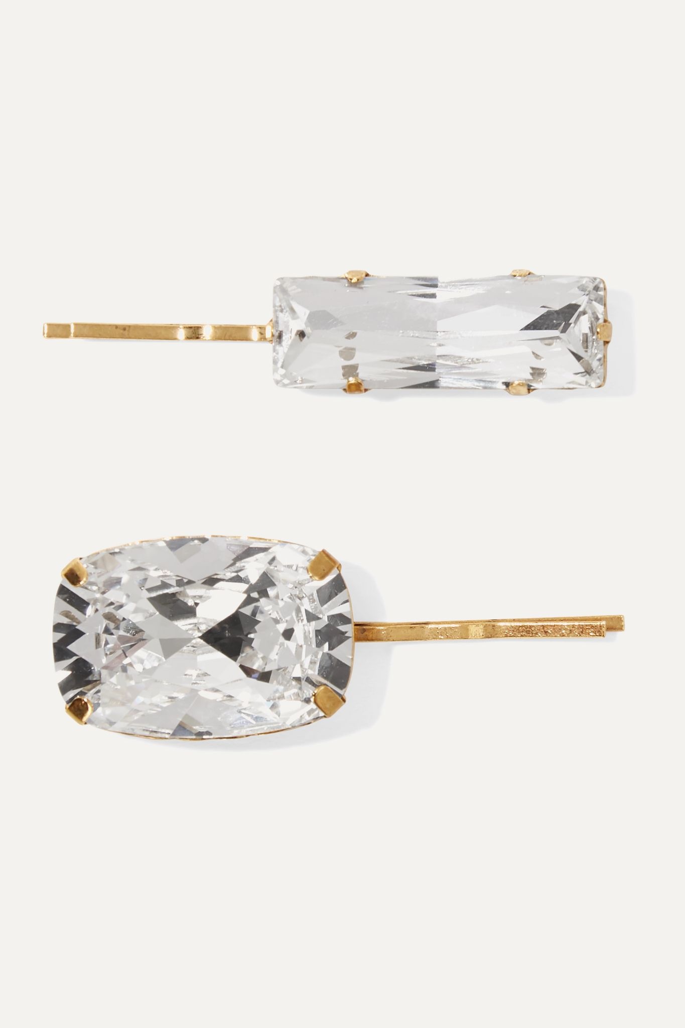 Set of two gold-tone crystal hair slides - 1