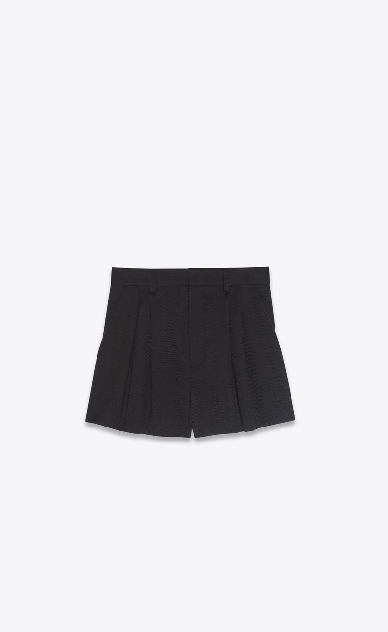 pleated shorts in wool twill 1