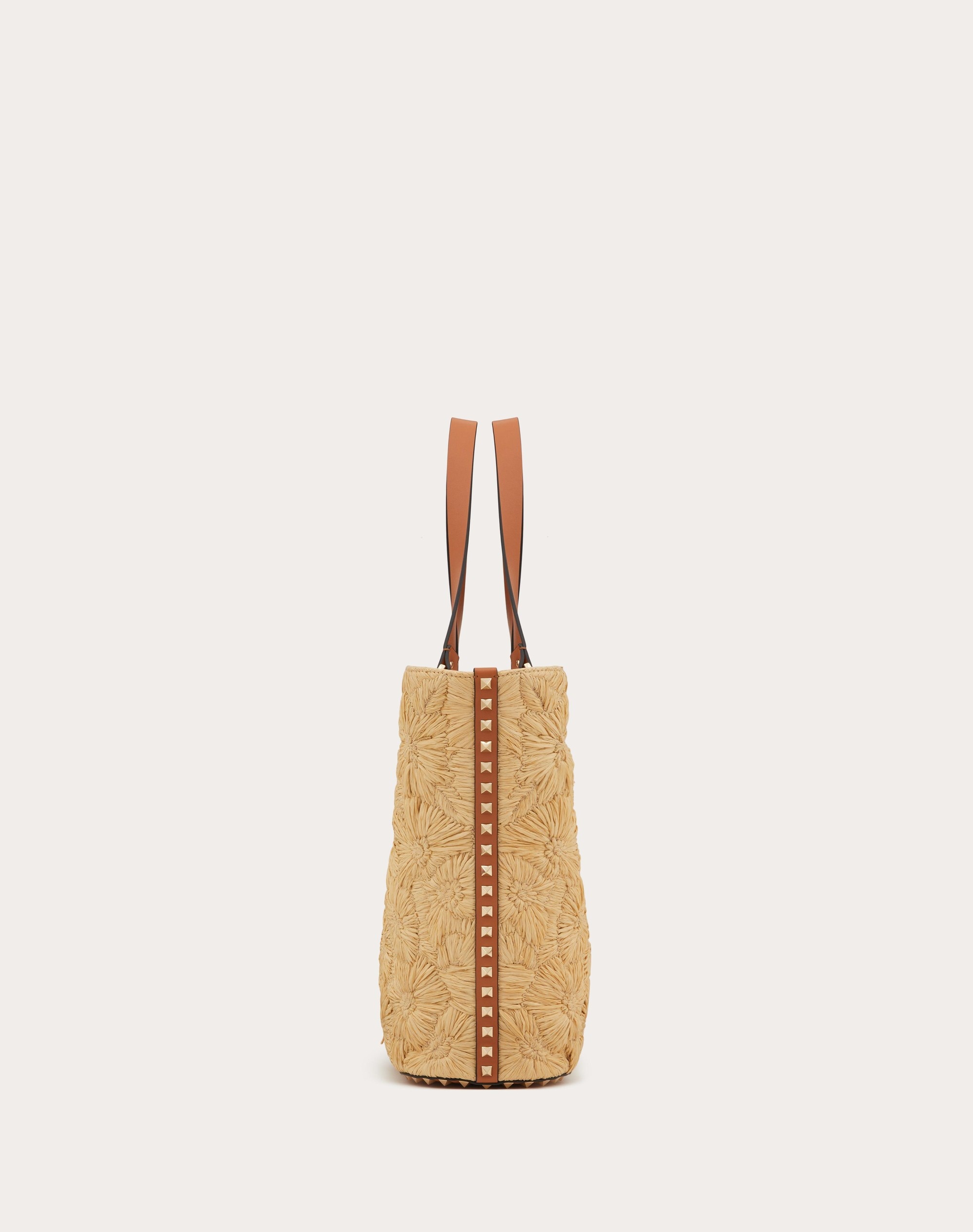 ROCKSTUD WOVEN RAFFIA SHOPPING BAG - 5