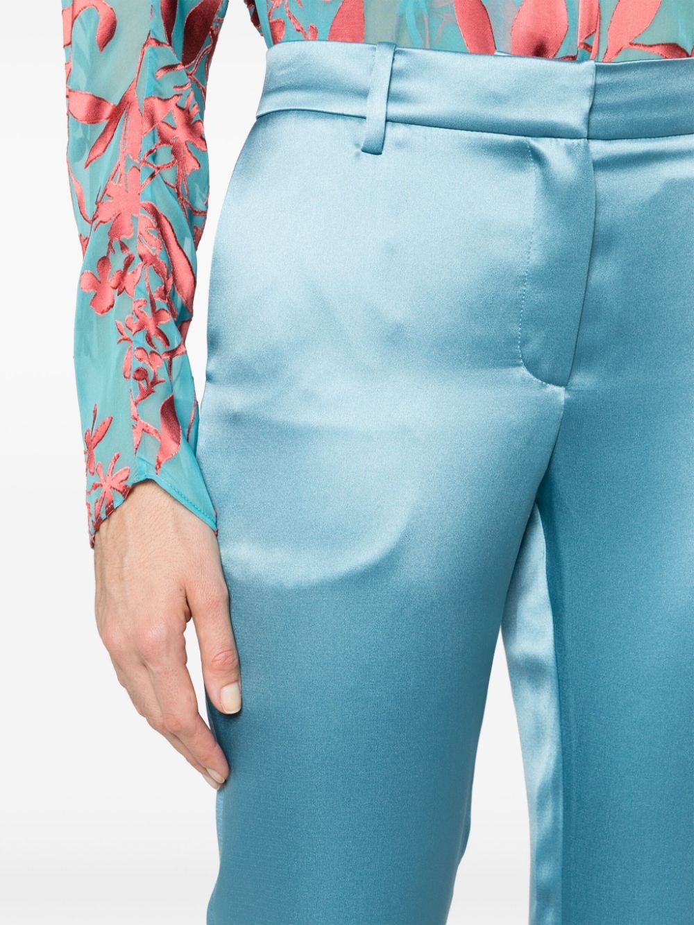 silk satin straight-leg trousers - 5