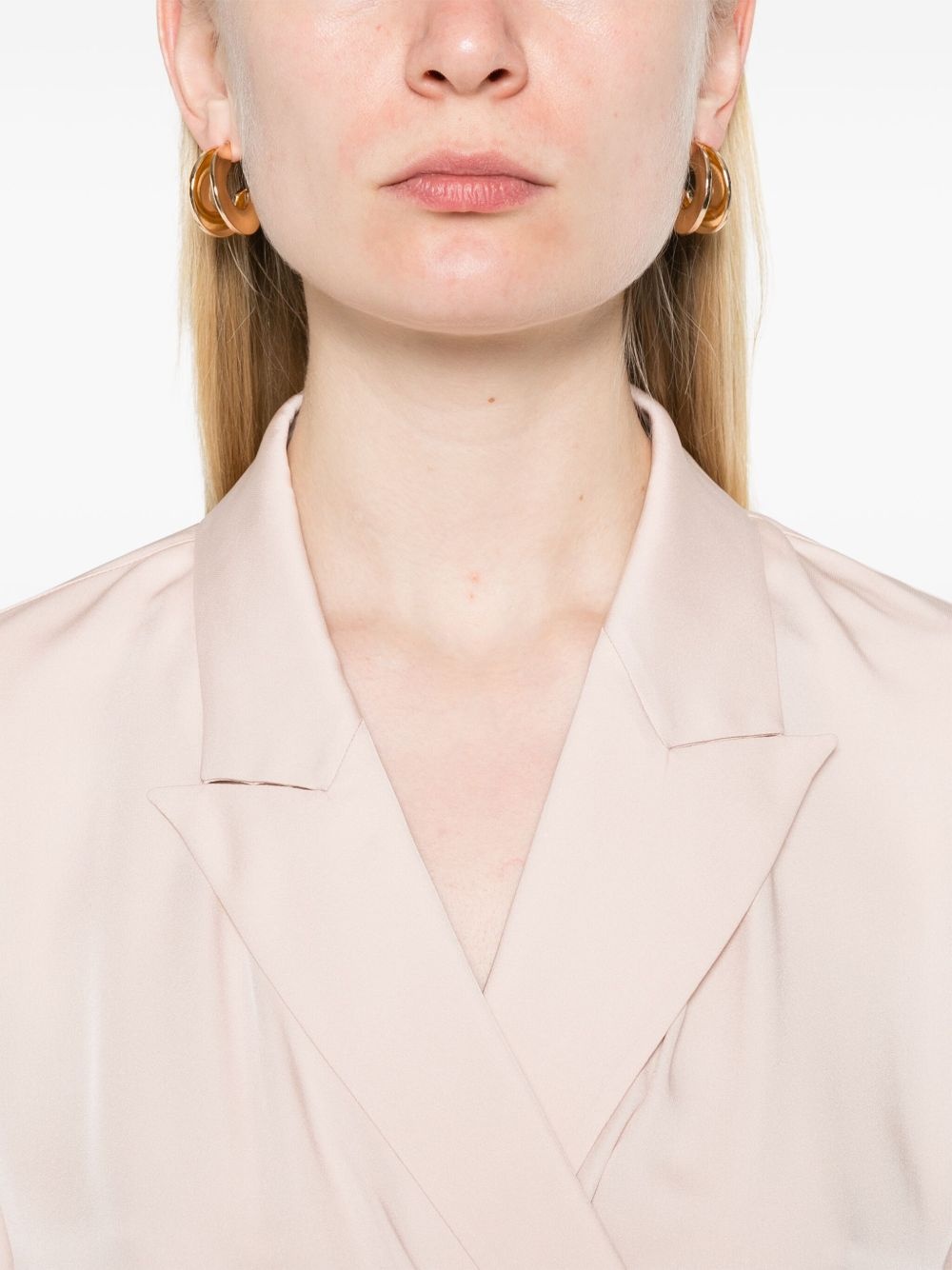 peak lapel wrap blouse - 5