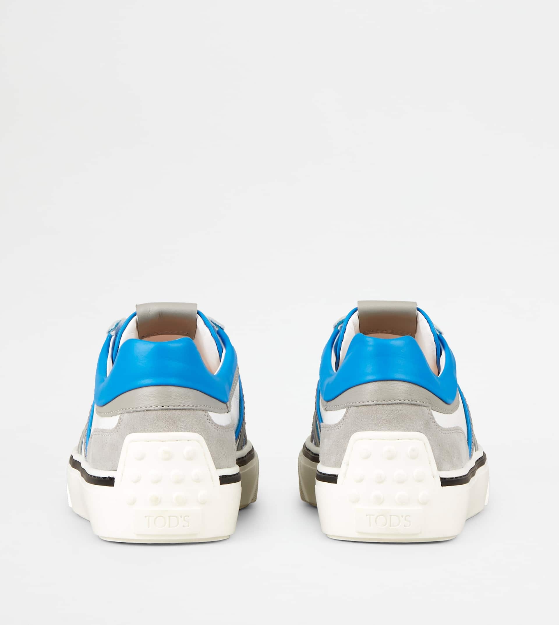 SNEAKERS IN LEATHER - GREY, WHITE, LIGHT BLUE - 2