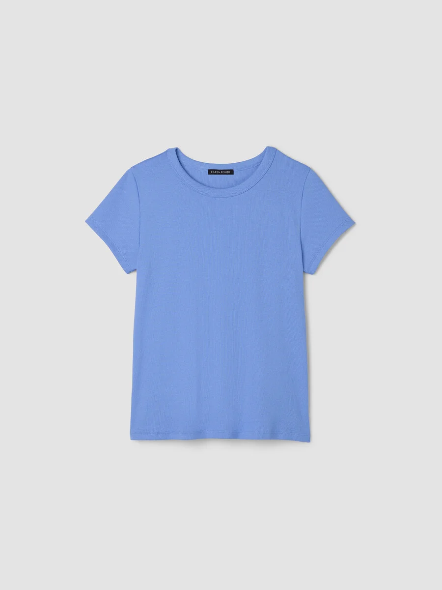 Organic Cotton Stretch Rib Crew Neck Tee - 1