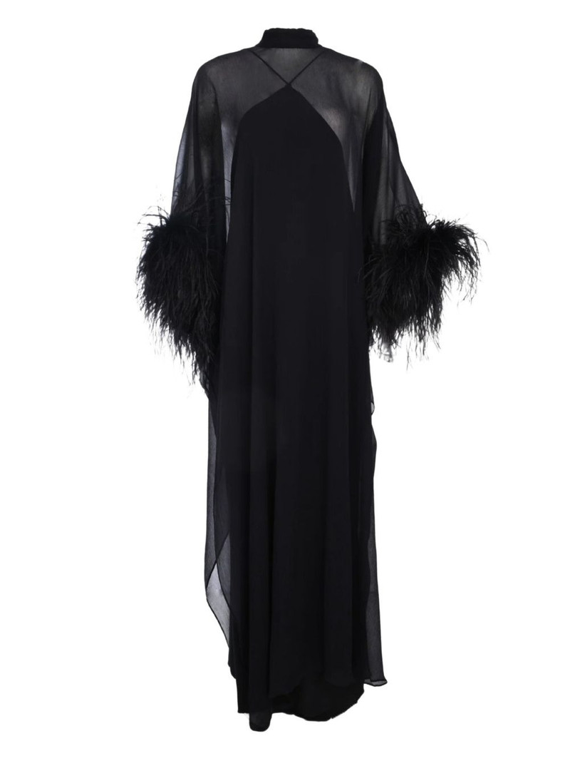 feather-trim kaftan 1