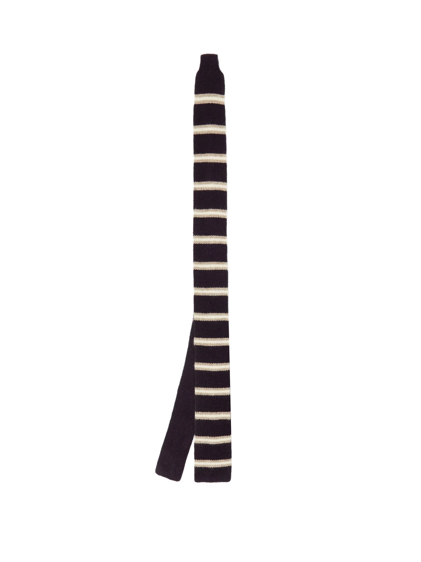 Striped knitted-cashmere tie - 1