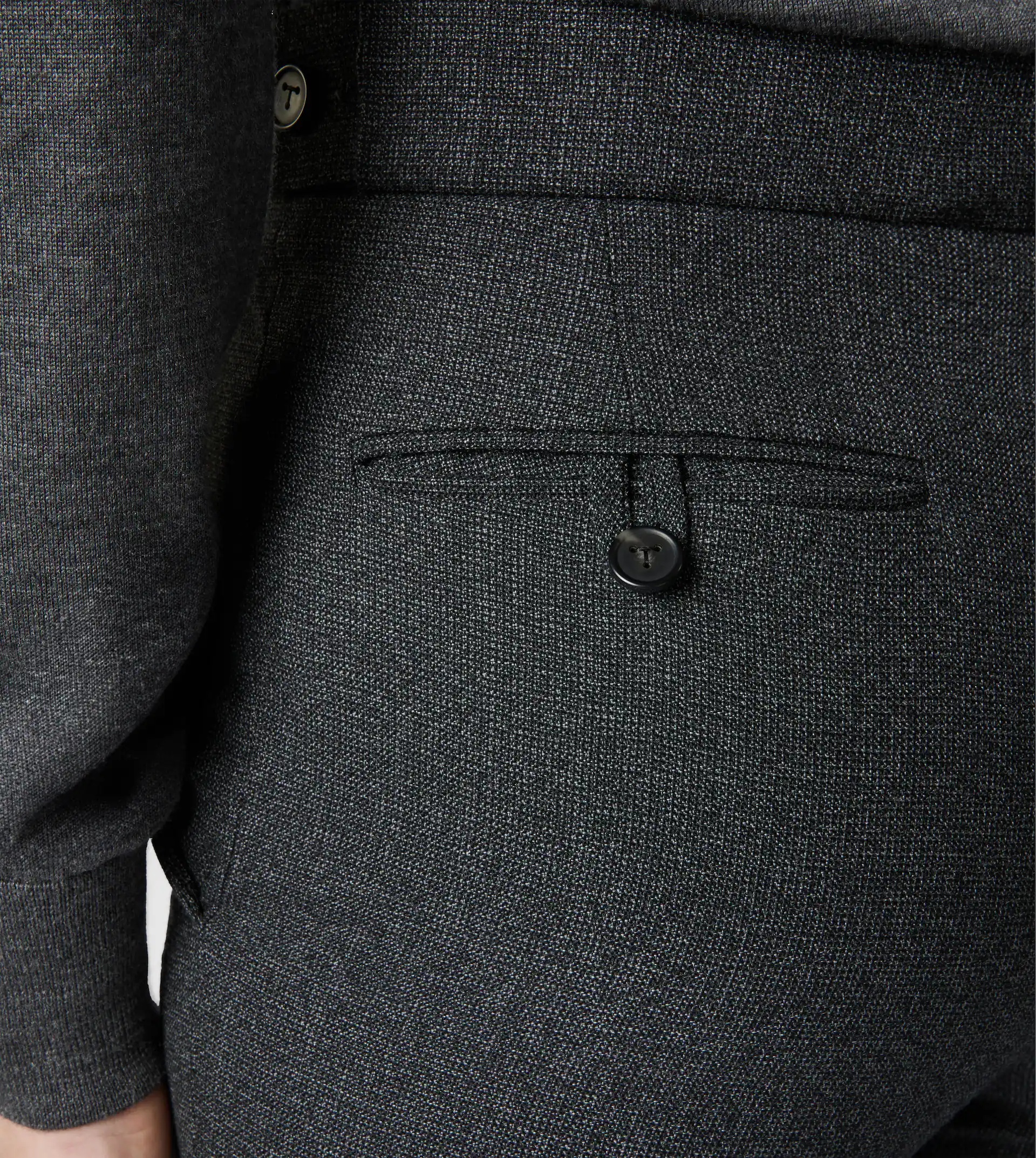 PANTS IN WOOL WITH TURN-UPS - BLACK, GREY - 3