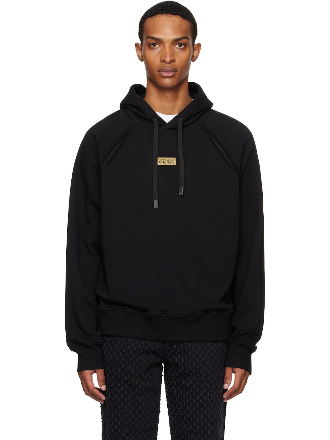 Black Outline Barocco Relaxed-Fit Hoodie - 1