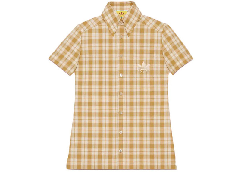 Gucci x adidas Check Cotton Shirt Beige/White 1