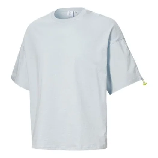 PUMA Round Neck Pullover Solid Color Short Sleeve Unisex Light Blue Gray 599018-31 - 1