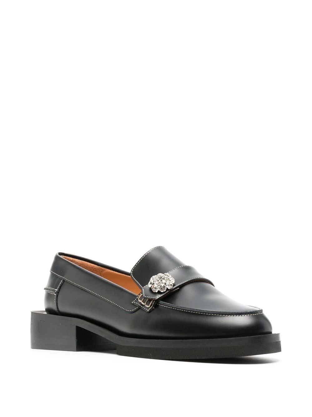 crystal-button leather loafers - 2