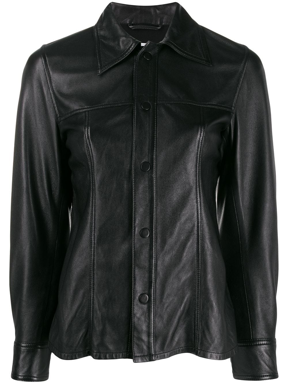 smooth leather overshirt - 1