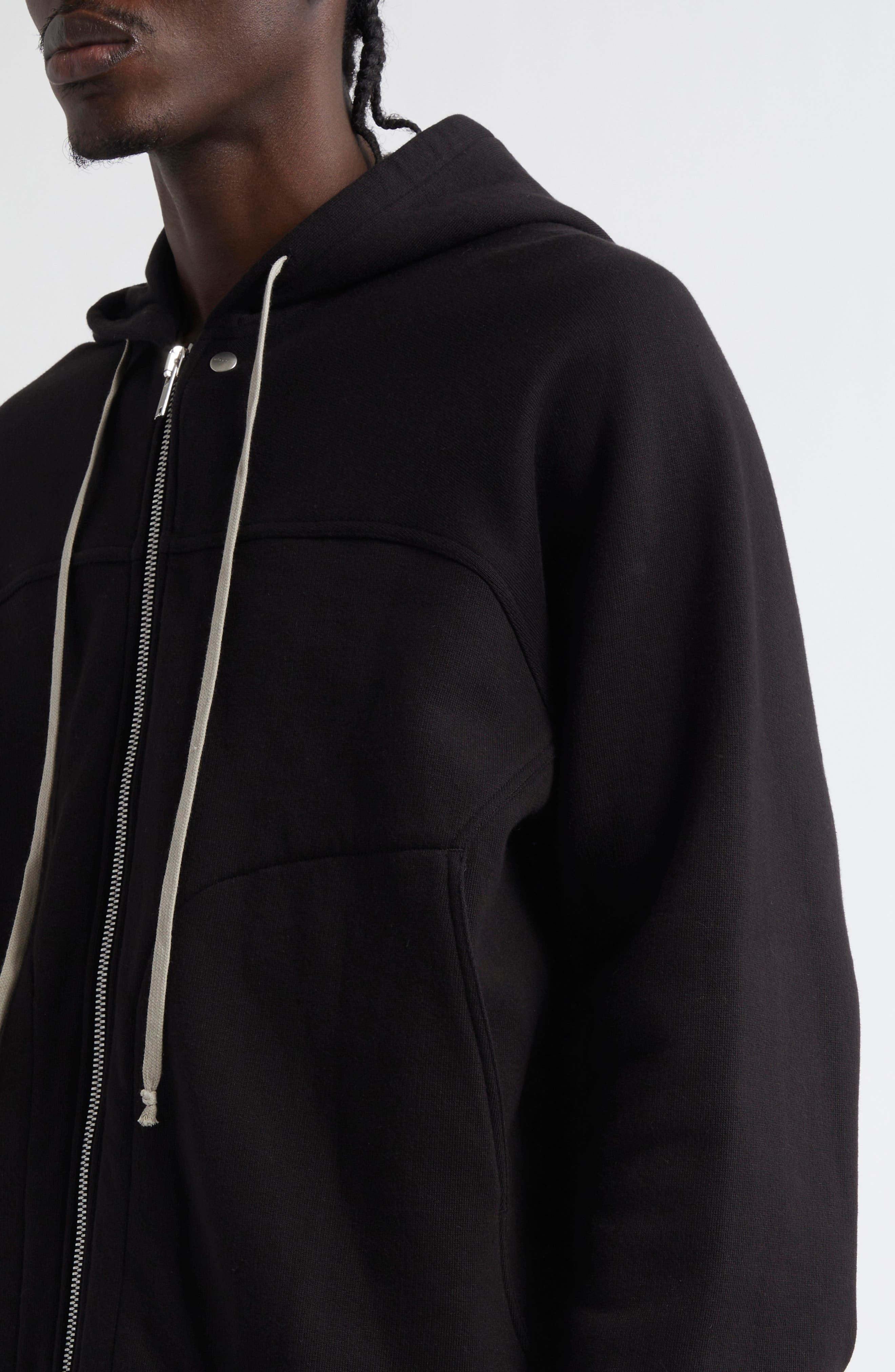 Rick Owens Windbreaker Cotton Zip Hoodie in Black at Nordstrom - 5