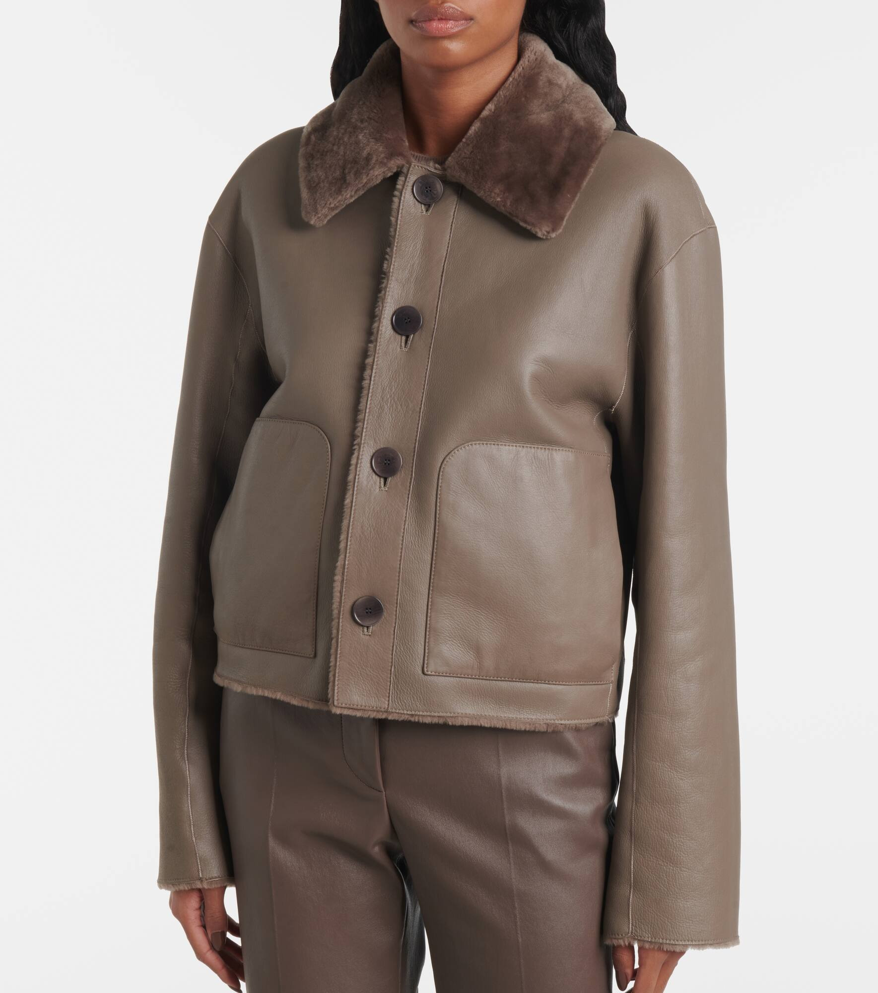 Reversible shearling and leather jacket - 6