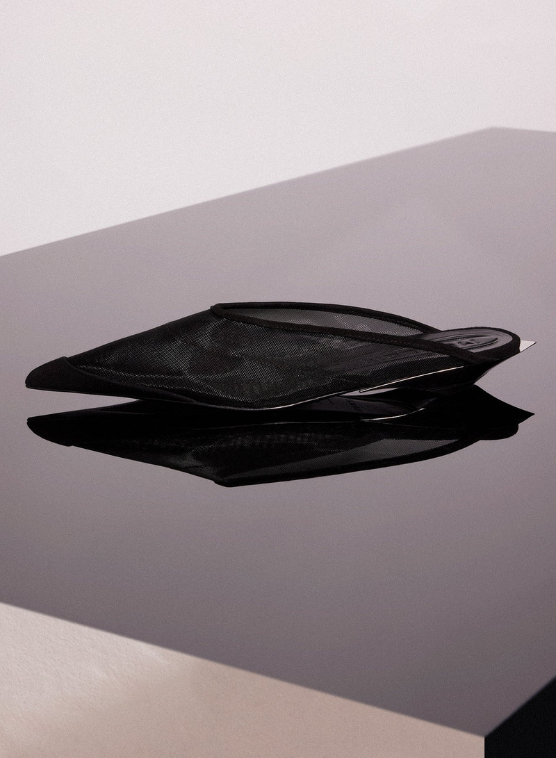MUGLER black mesh fang fang mules outlook