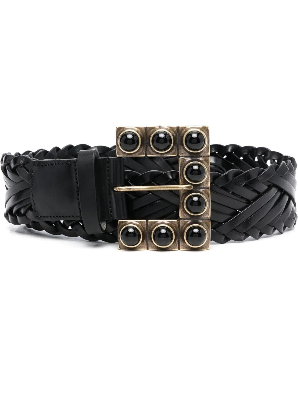 interwoven leather buckle belt - 1