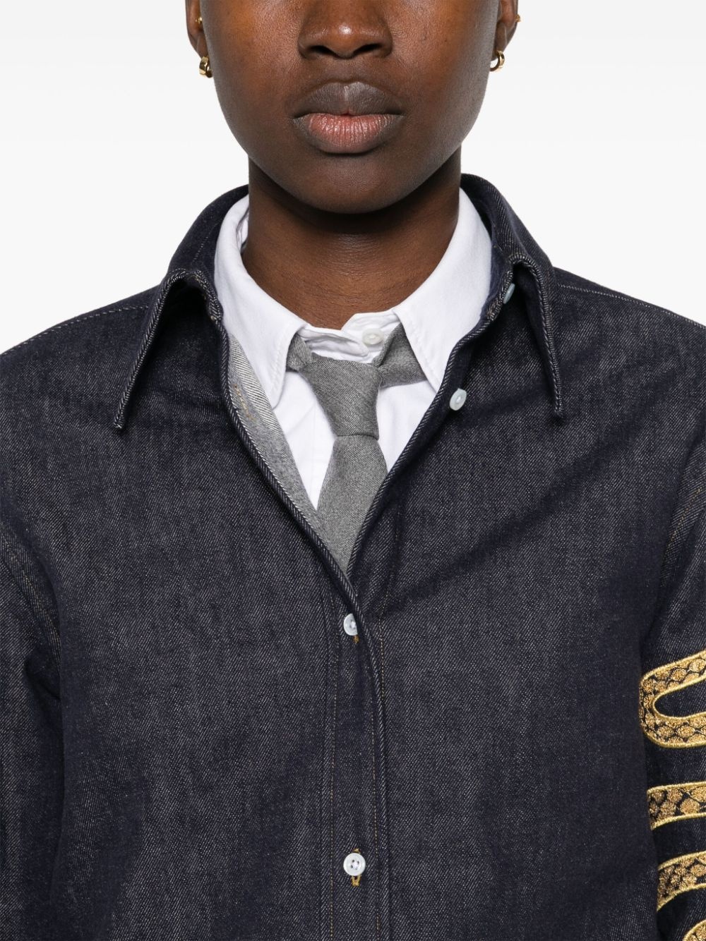 snake 4-Bar denim shirt - 5