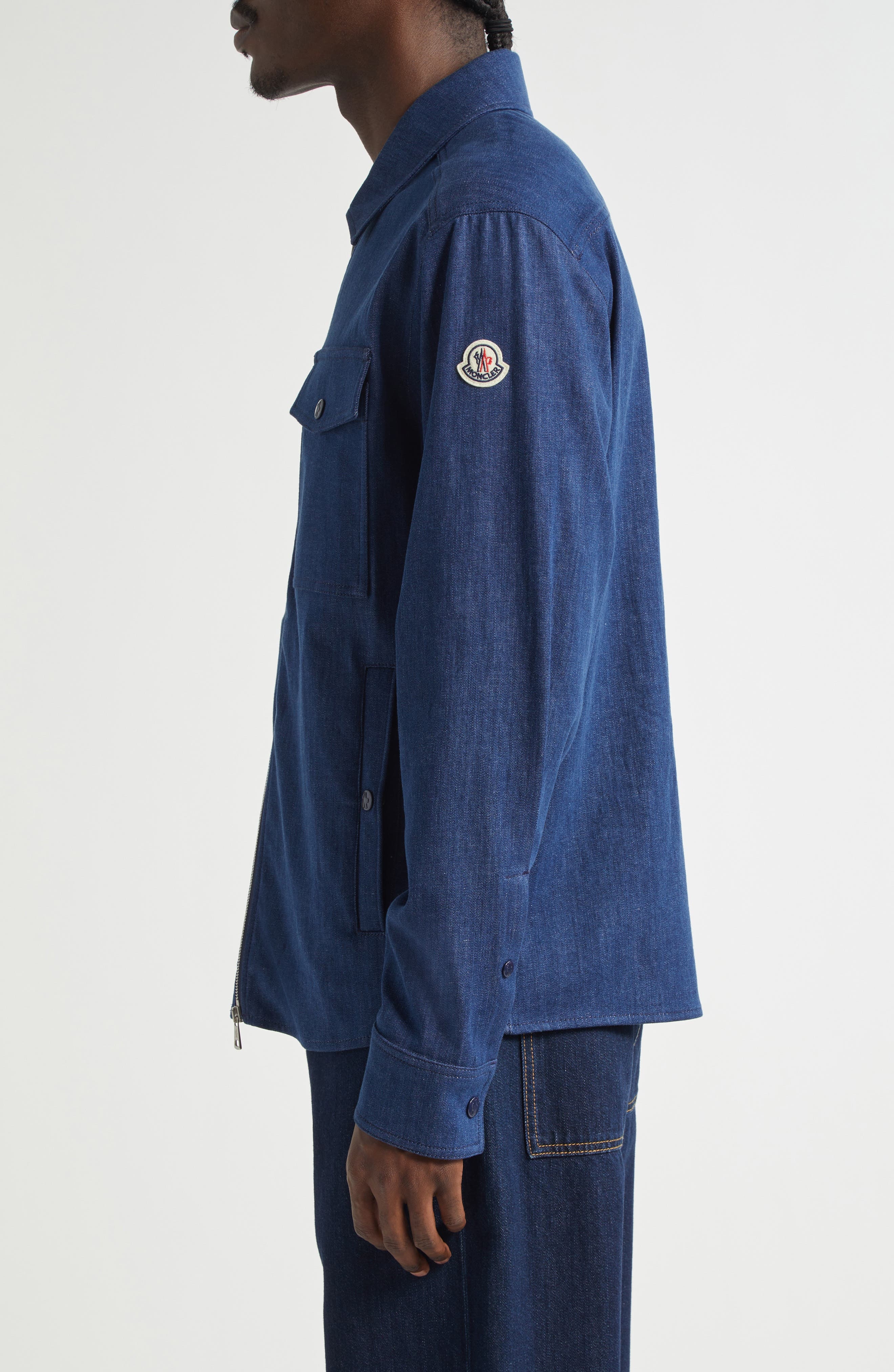 Moncler Denim Shirt Jacket in Oceana at Nordstrom - 3