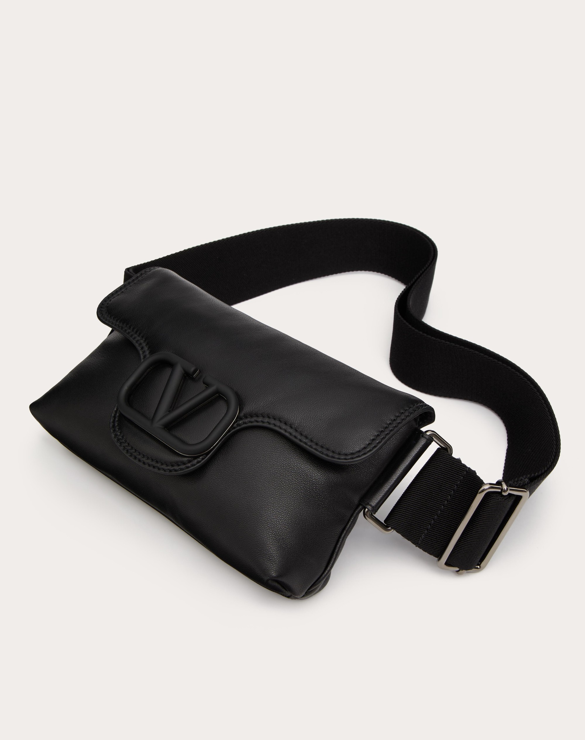 VALENTINO GARAVANI NOIR NAPPA LEATHER SHOULDER BAG - 6