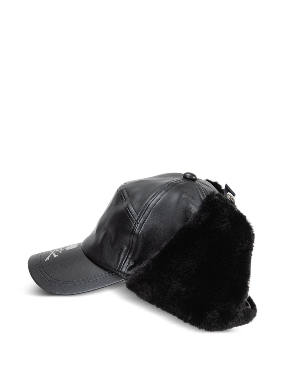 faux fur leather cap - 2
