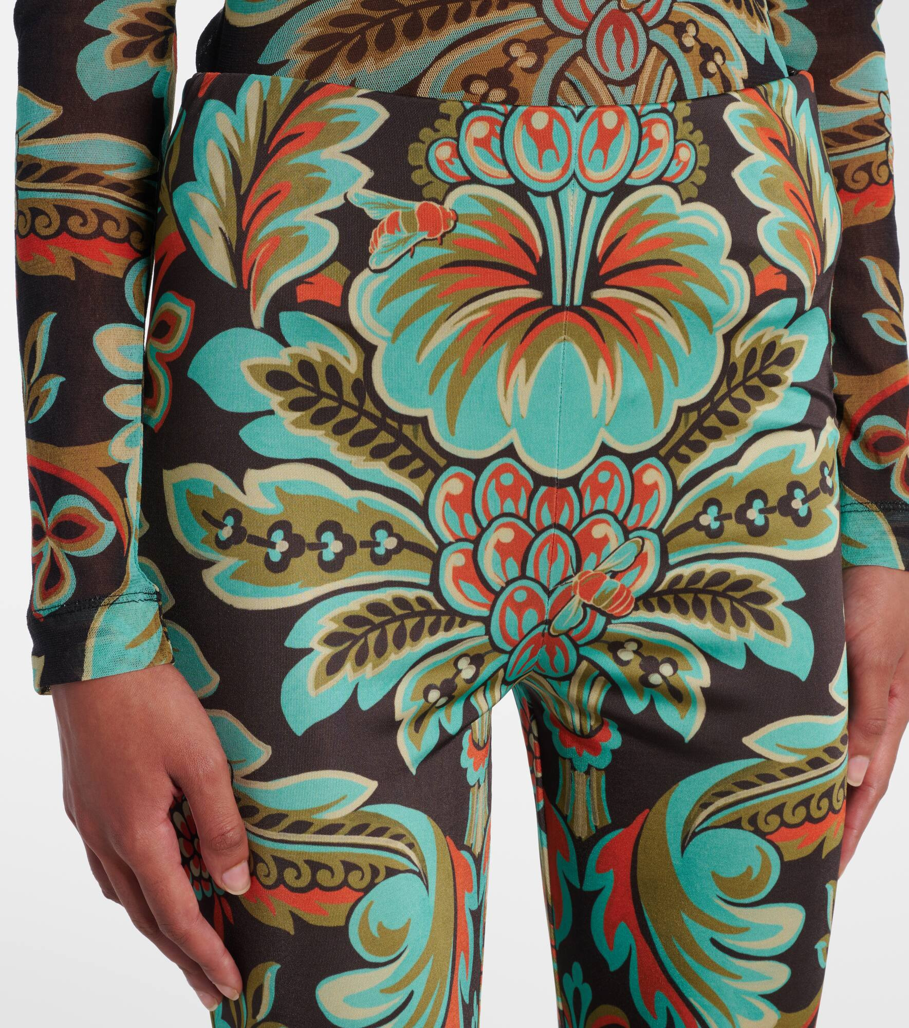 Printed crêpe jersey flared pants - 4