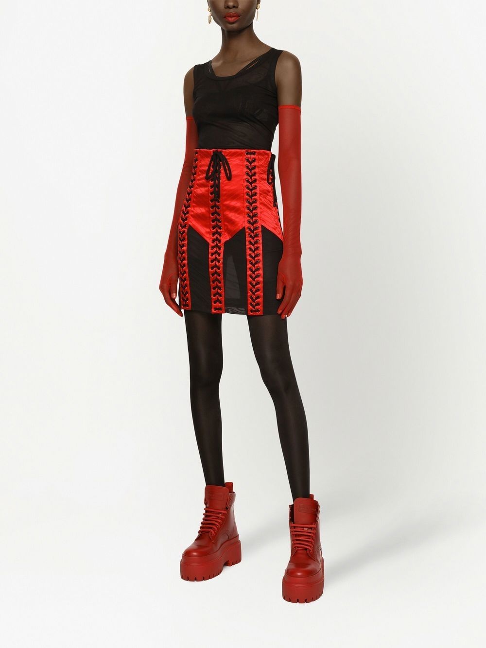 lace-up high-waisted skirt - 3