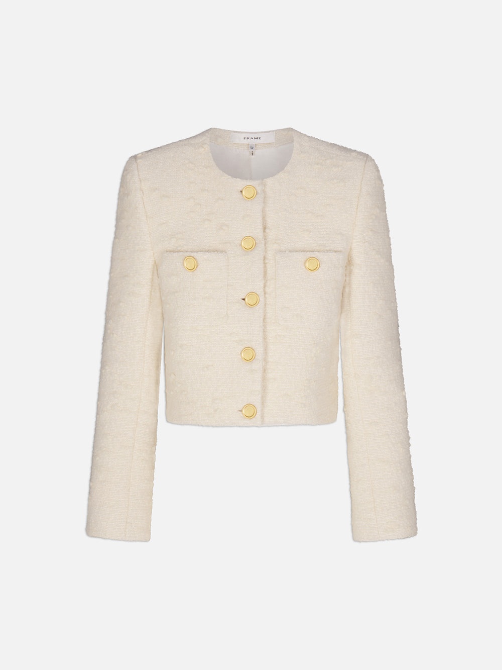Cropped Button Front Jacket in Ecru - 1