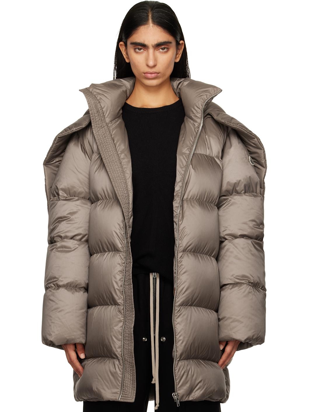 Moncler + Rick Owens Gray Hooded Cyclopic Down Jacket - 1