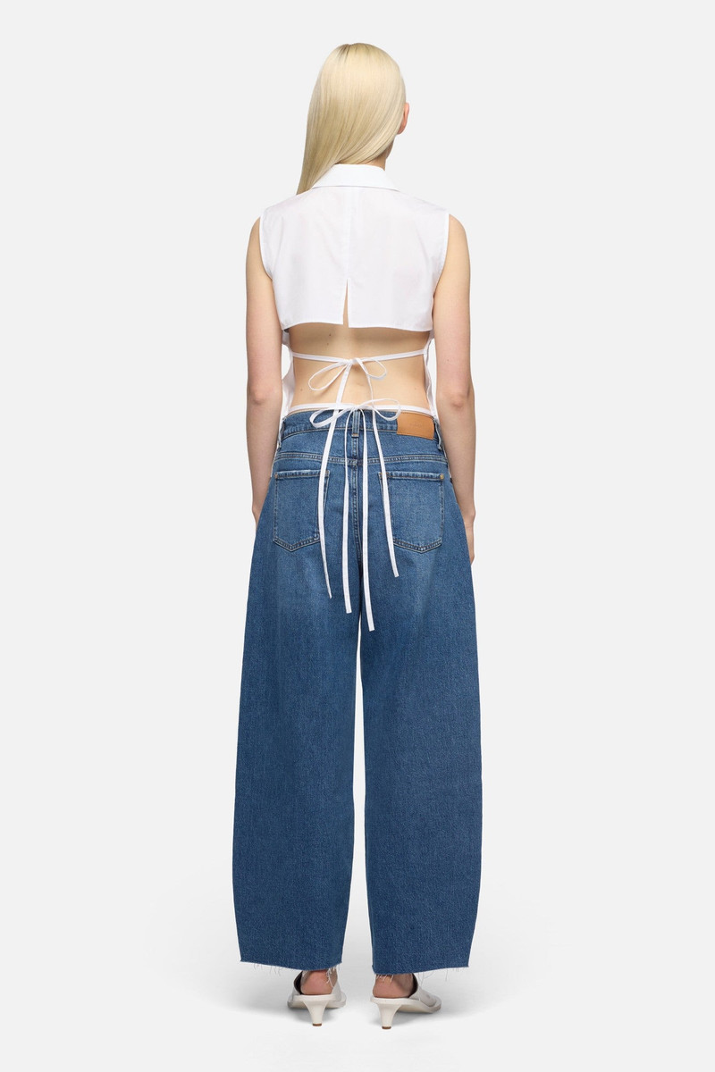 OPEN BACK SLEEVELESS SHIRT in Poplin Optical White 5