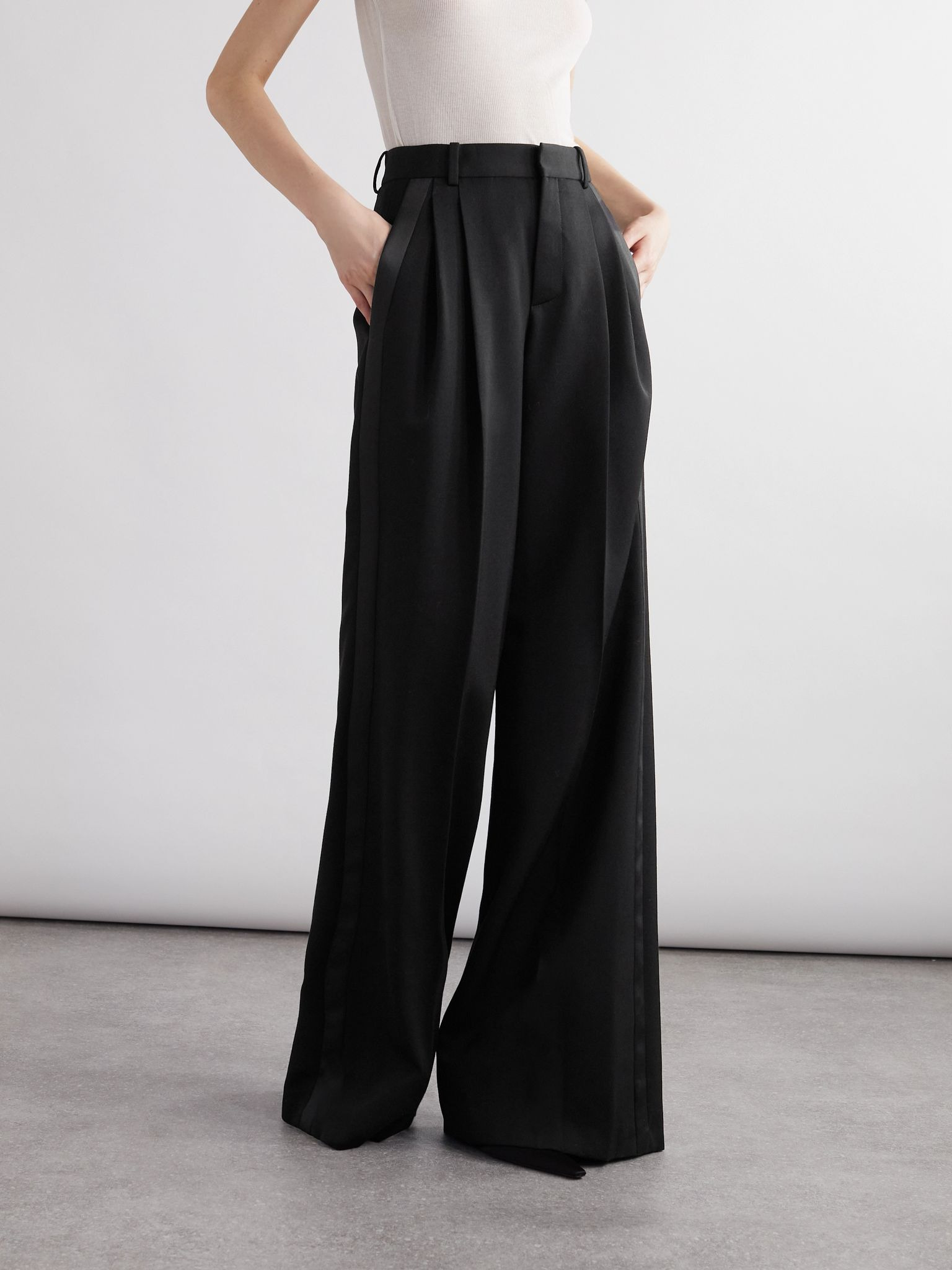 Grain de poudre wool wide-leg pants Black - 3