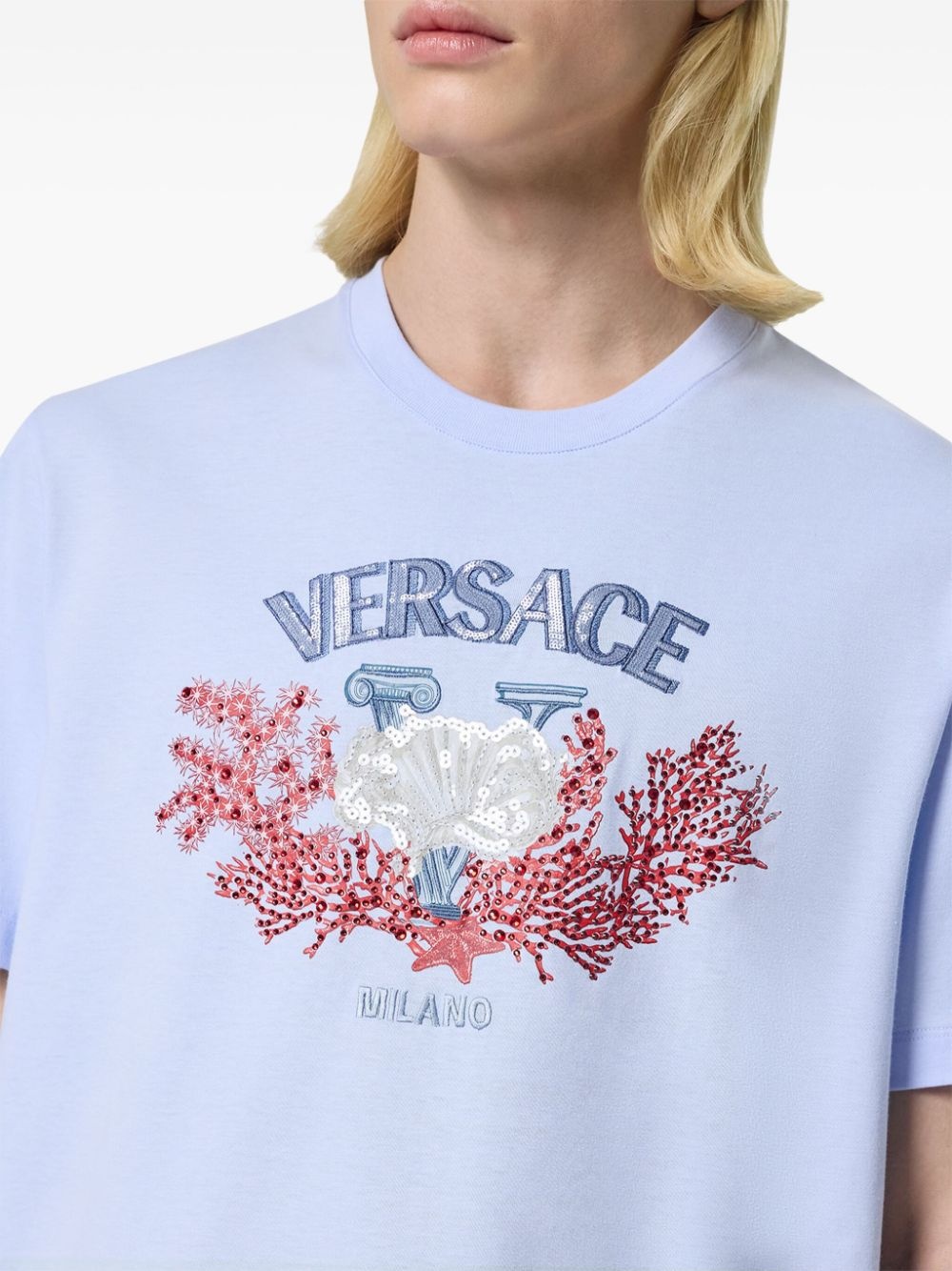 University Coral embroidered T-shirt - 5