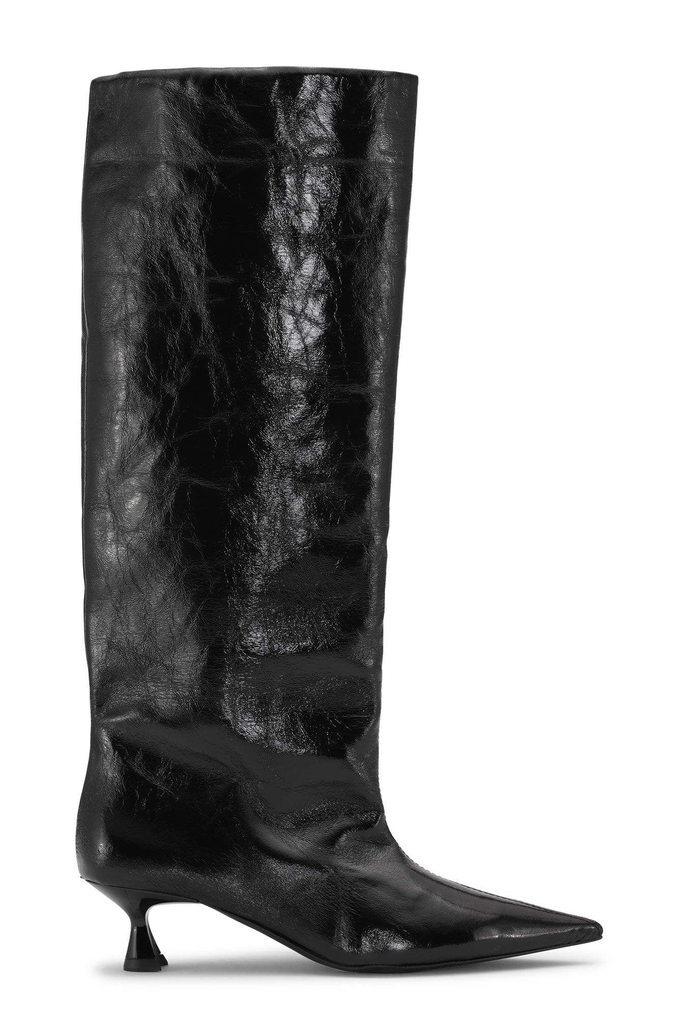 BLACK SOFT SLOUCHY KNEE-HIGH SHAFT BOOTS - 1