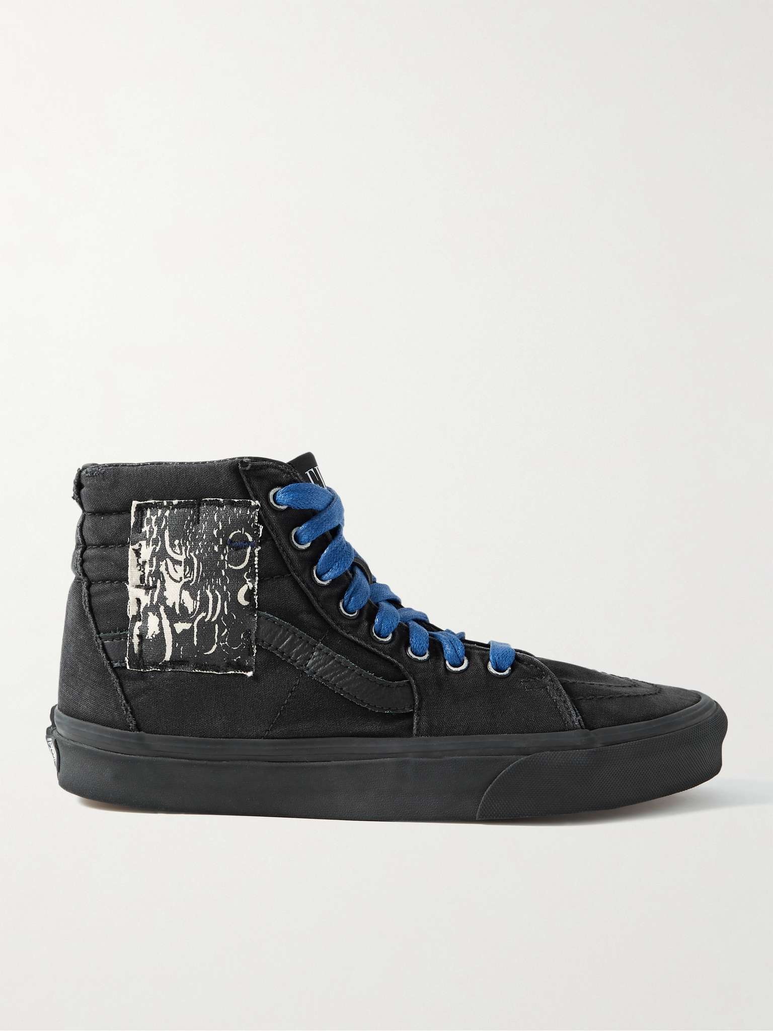 + Vans Sk8-Hi Embellished Leather-Trimmed Distressed Canvas High-Top Sneakers - 1