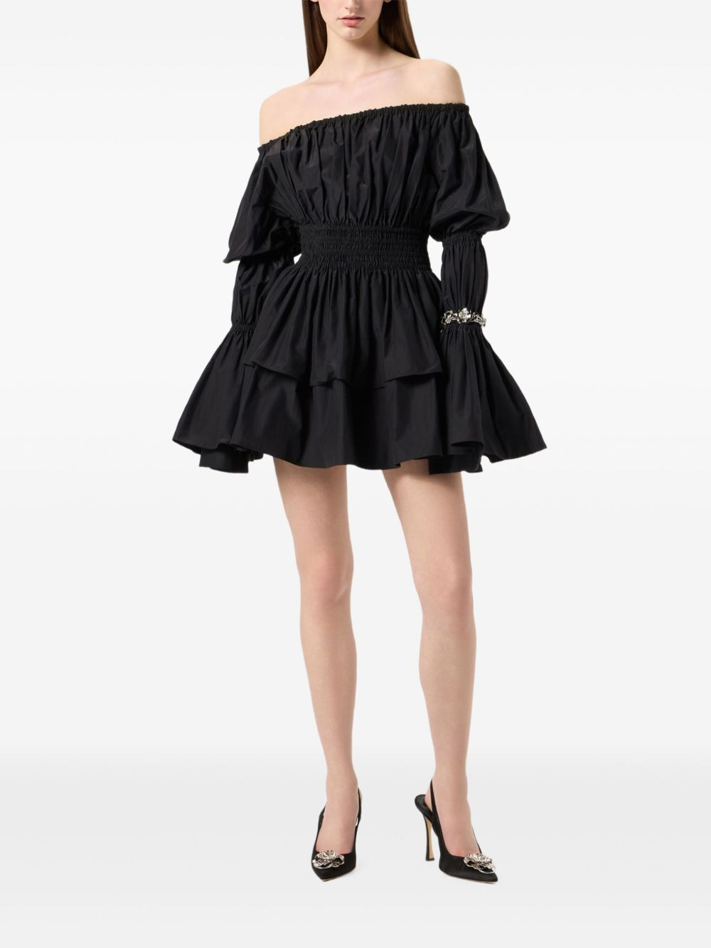 off-shoulder neckline mini dress - 3