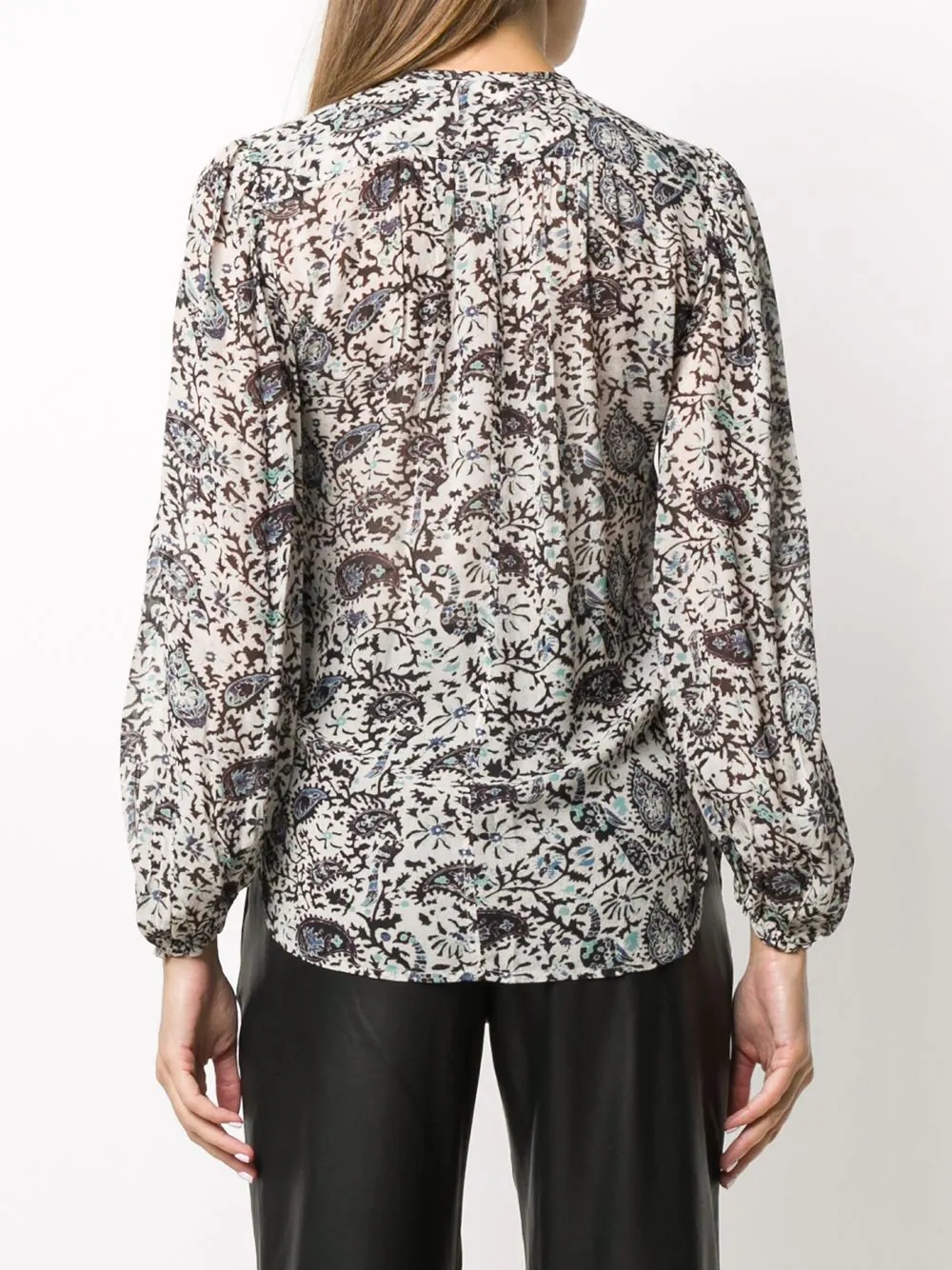 paisley print pleat detail blouse - 4