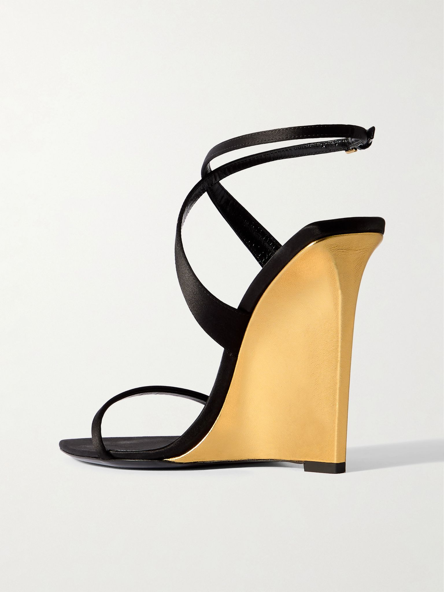 Salome satin wedge sandals Black - 3