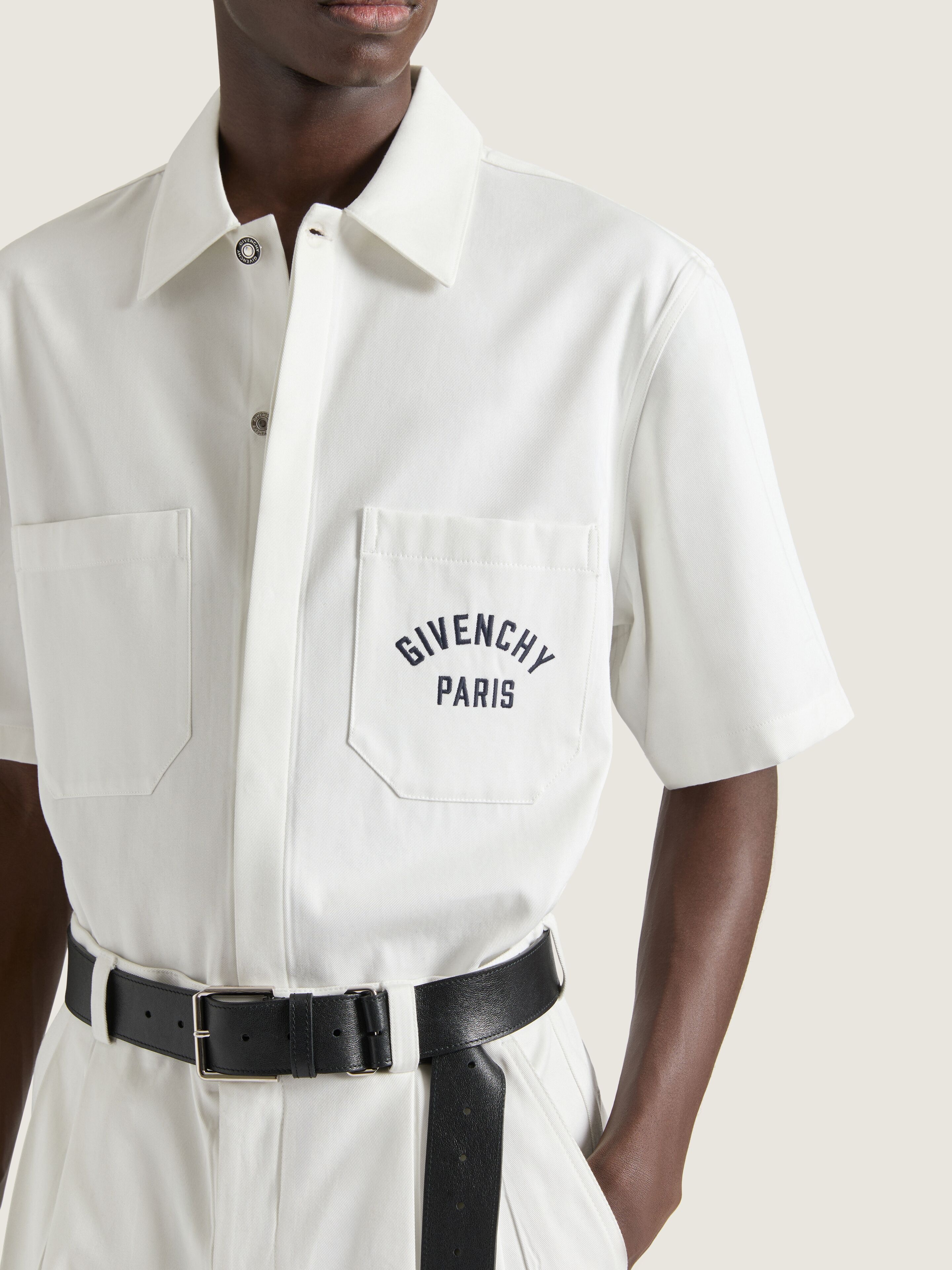 SHIRT IN COTTON WITH GIVENCHY PARIS EMBROIDERY - 4