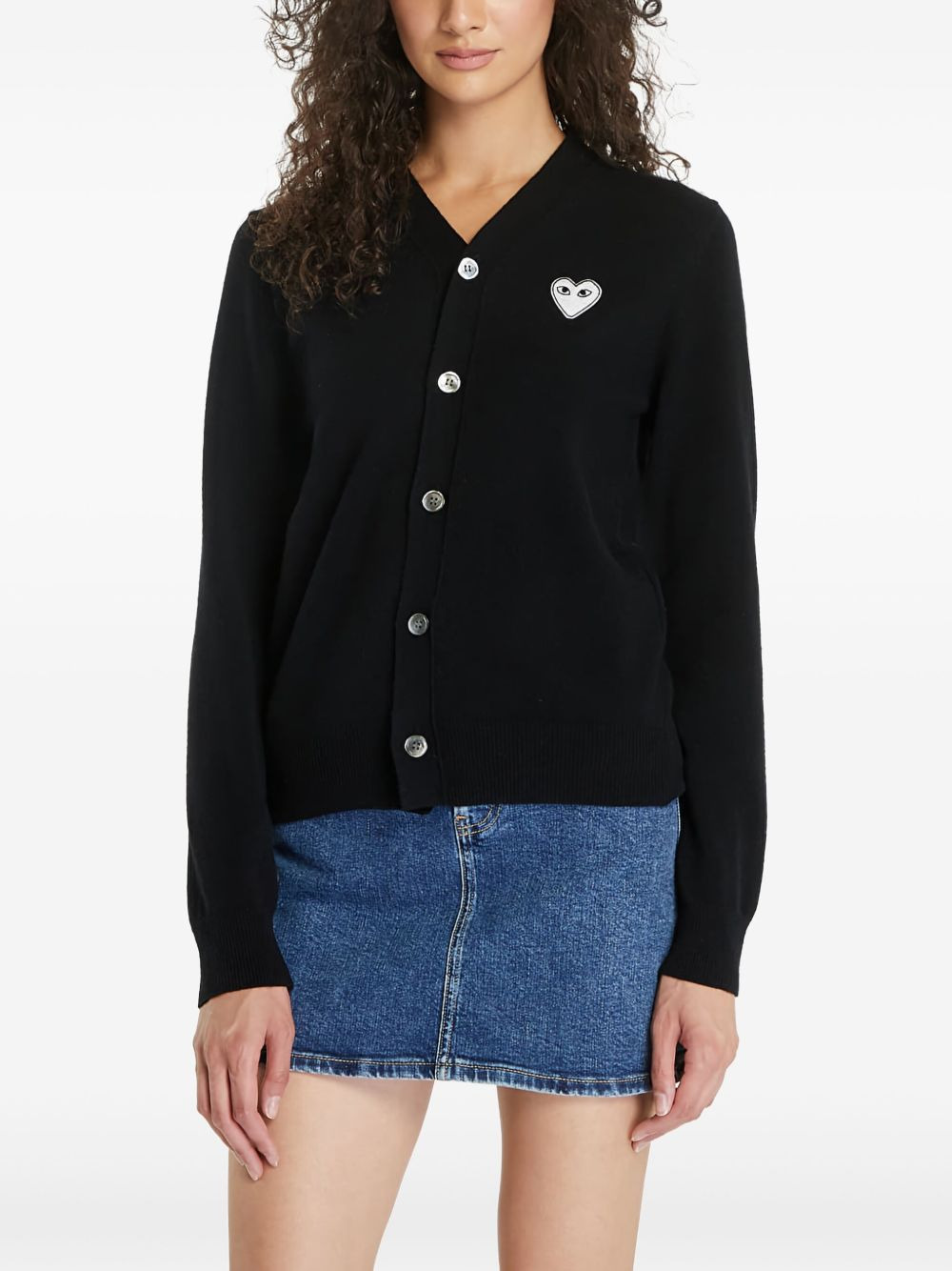 heart-patch wool cardigan - 4