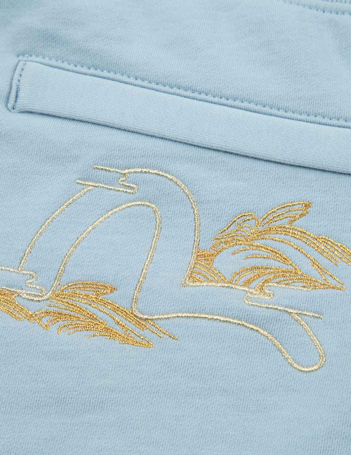 JAPANESE ART SEAGULL EMBROIDERED SWEAT SHORTS - 12